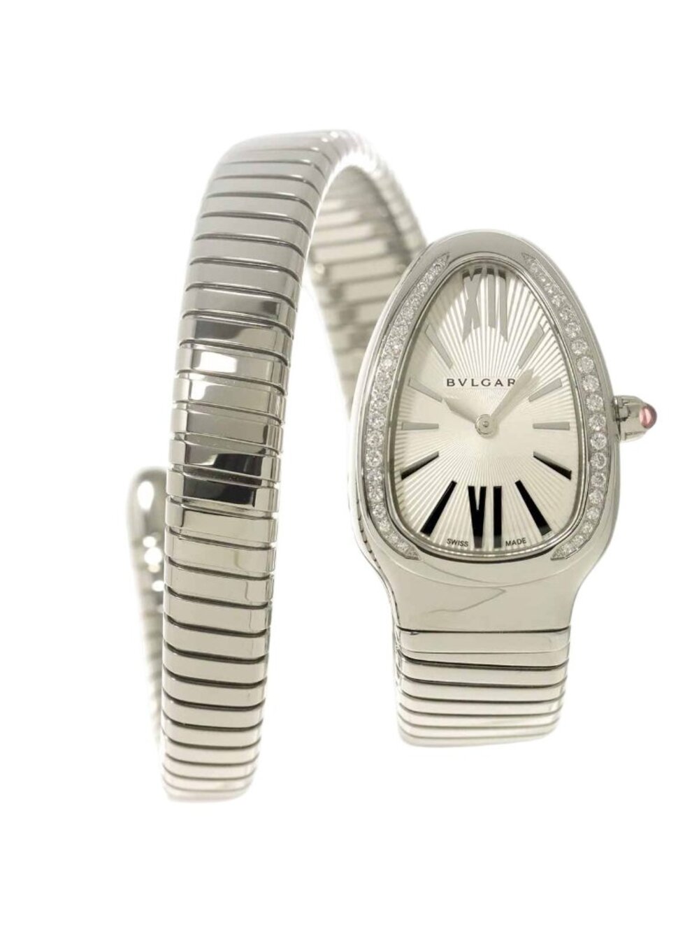 Bvlgari Serpenti Diamond Bezel Watch Silver Quartz